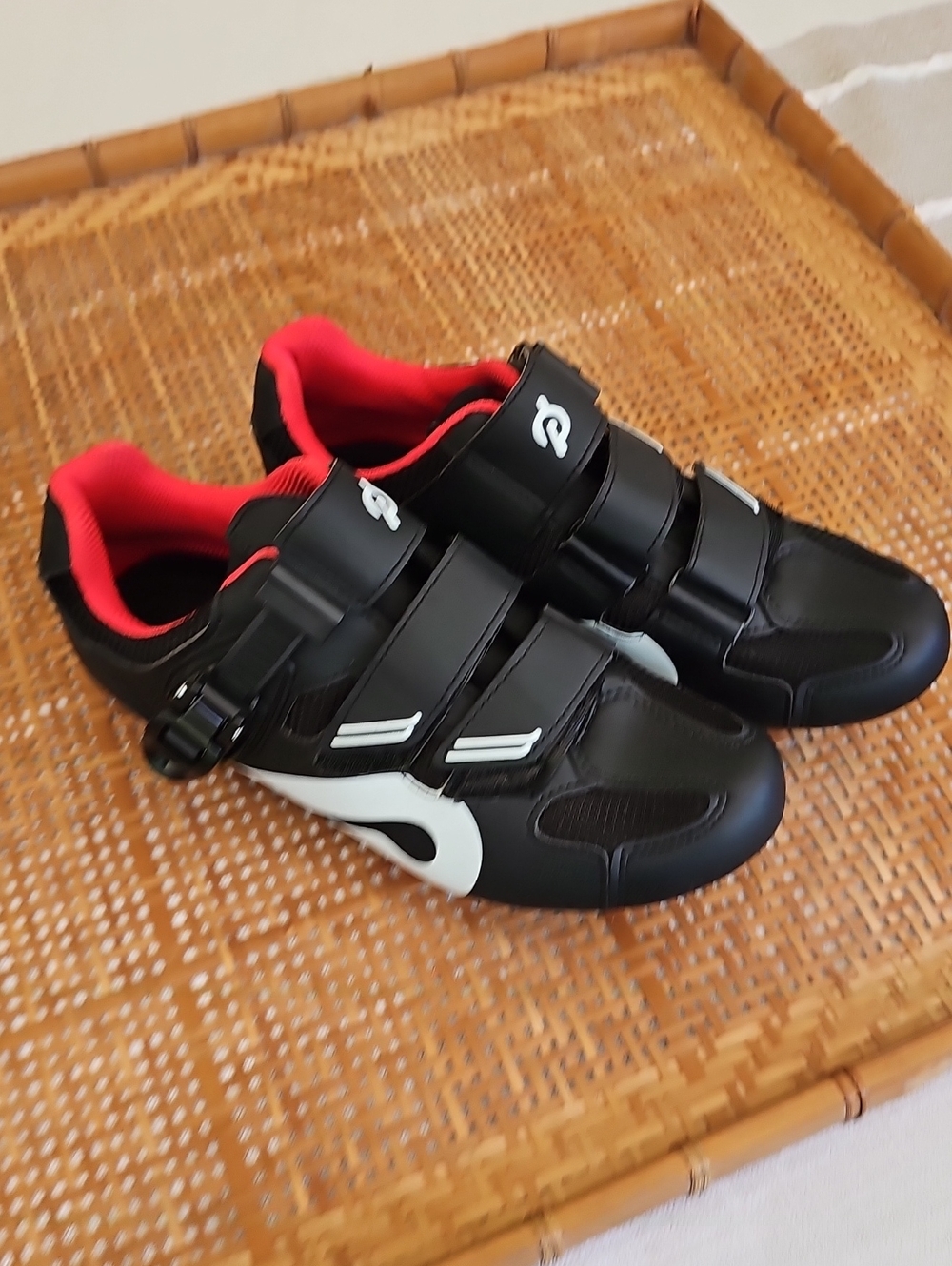 PELOTON Black Cycling Shoes with Red Lining